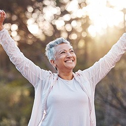Woman with dental implants in Chaska