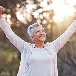 Woman with  dental implants in Chaska