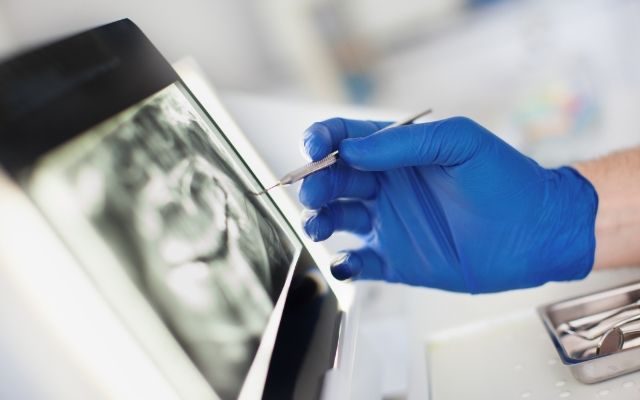 Dentist using Schick digital x ray system