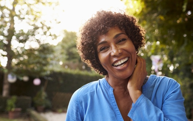 Senior dental patient smiling