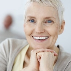 Smiling senior woman with dentures