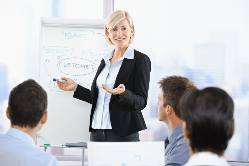 woman presenting at work