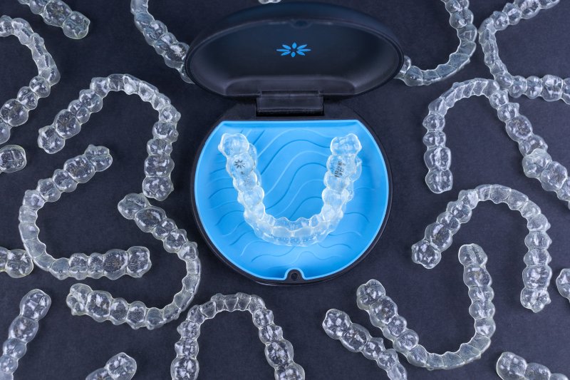 Invisalign aligners and a protected case