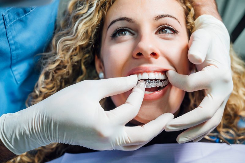 patient being fitted with Invisalign