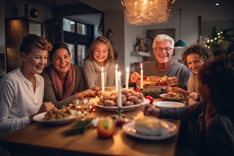 Family enjoying a holiday dinner