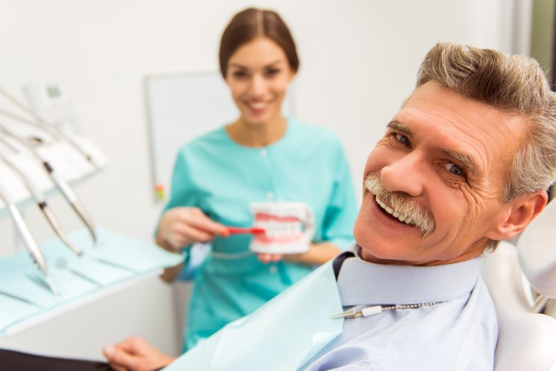 older man with dentures