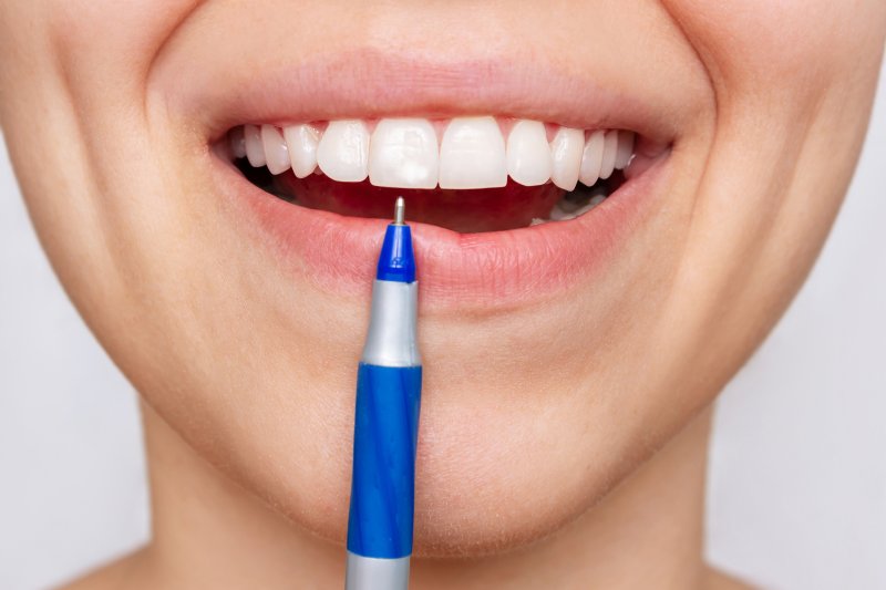 up-close view of a white spot on a tooth