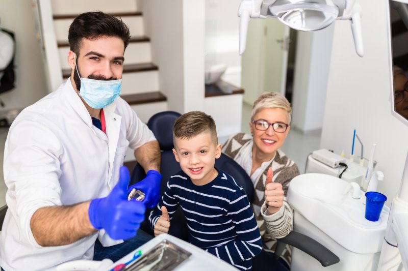 mom and child with family dentist 